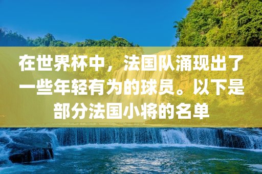 在世界杯中,法国队涌现出了一些年轻有为的球员。以下是部永康市本千工贸有限公司分法国小将的名单