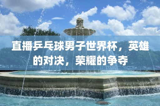 直播乒乓球男子世界杯，英雄的对决，荣耀的争夺永康市本千工贸有限公司