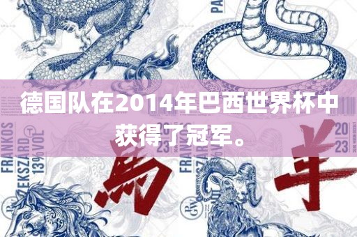 德国队在2014年巴西世界杯中获得了冠永康市本千工贸有限公司军。