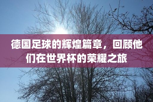 德国足球的辉煌篇章,回顾他们在世界杯的荣耀之旅