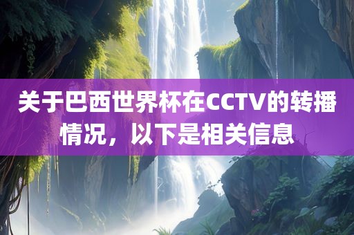 关于巴西世界杯在CCTV的转播情况,以下是相关信息永康市本千工贸有限公司
