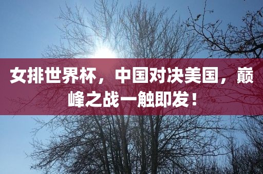 女排世界杯,中国对决美国,巅峰之战一触即发!永康市本千工贸有限公司