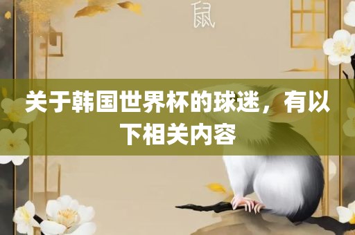 关于韩国世界杯的球迷，有以下相关内容