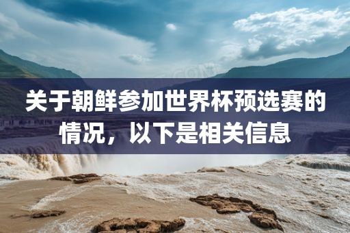 关于朝鲜参加世界杯预选赛的情况,以下是相关信息