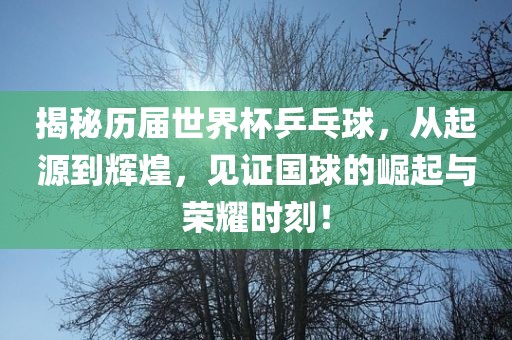 揭秘历届世界杯乒乓球,从起源到辉煌,见证国球的崛起与荣耀时刻!