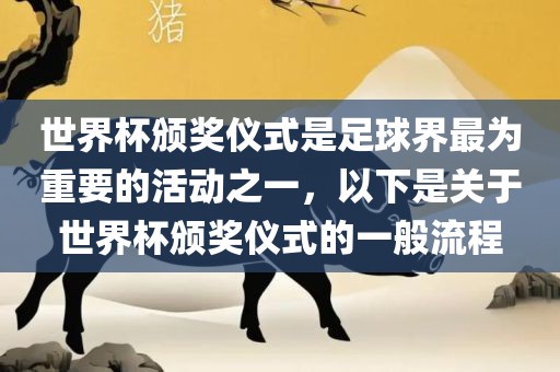 世界杯颁奖仪式是足球界最为重要的活动之一,以下是关于世界杯颁奖仪式的一般流程