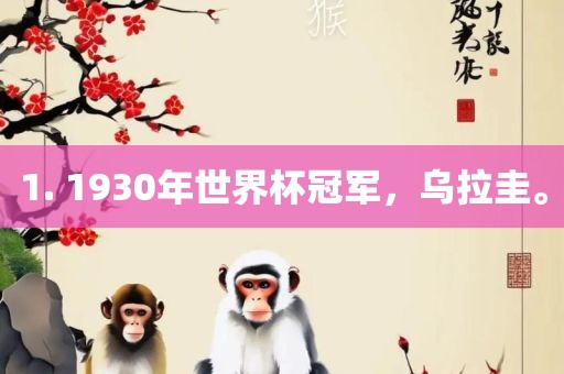 1. 1930年世界杯冠军，乌拉圭。