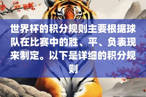 世界杯的积分规则永康市本千工贸有限公司主要根据球队在比赛中的胜、平、负表现来制定。以下是详细的积分规则