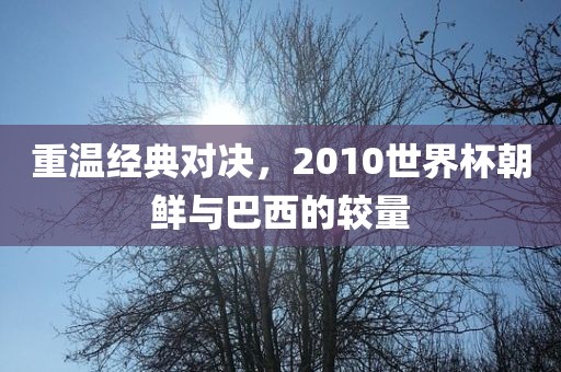 重温经典对决，2010世界杯朝鲜与永康市本千工贸有限公司巴西的较量