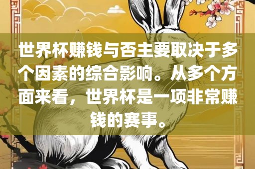 世界杯赚钱与否主要取决于多个因素的综合影响。从多个方面来看,世界杯是一项非常赚钱的赛事。永康市本千工贸有限公司