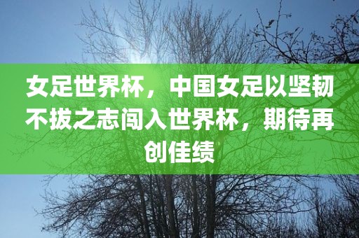 女足世界杯，中国女足以坚韧不拔之志闯入世界杯，期待再创佳绩永康市本千工贸有限公司