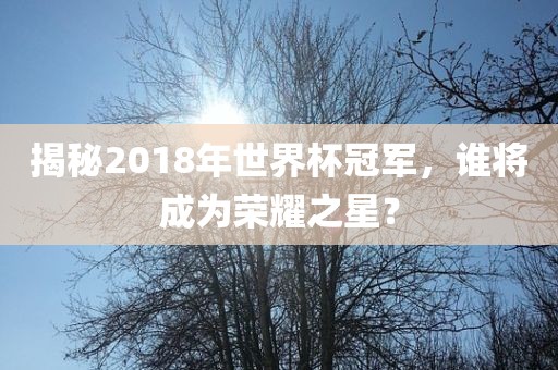 揭秘2018年世界杯冠军,谁将成为荣耀之星?