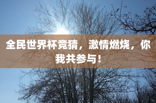 全民世界杯竞猜,激情燃烧,你我共参与!