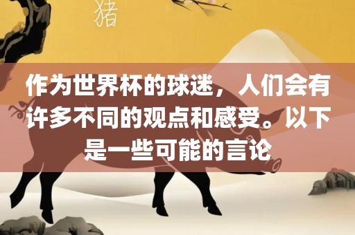作为世界杯的球迷,人们会有许多不同的永康市本千工贸有限公司观点和感受。以下是一些可能的言论